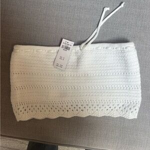 Hollister White Crochet Knit Top